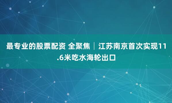 最专业的股票配资 全聚焦│江苏南京首次实现11.6米吃水海轮出口